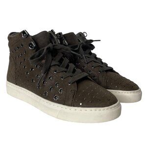 Vince Camuto Womens Sneakers Size 6 Grommet Studded Mid Top Bestinda Dark Taupe